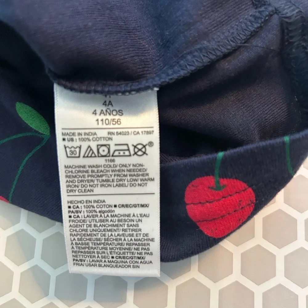 NWT Old Navy Navy and Red Cherries Print Kids Pajama Set Size 4T